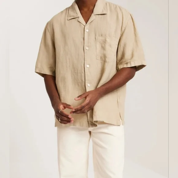 GANT Linen Blend Classic Button Down Mens Shirt With Pocket MENS Size Large - Picture 1 of 7